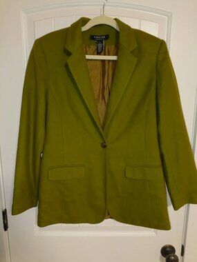 Vintage Parisian Signature Green Wool Cashmere Blazer Size 8